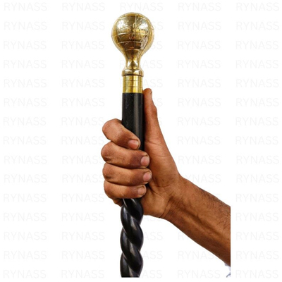 Brass World Globe Style Handle Perfect Grip Wood Walking Stick Cane 3 Part Open Stick