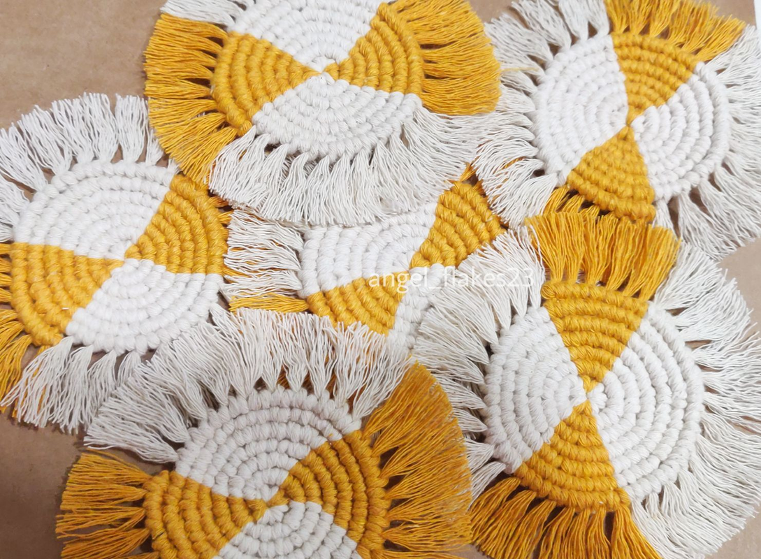 Macrame Handmade Duo Colour Coaster Set